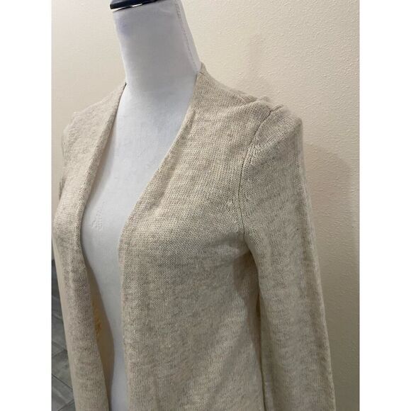Talbots Petite Wool Blend Long Cardigan Cream Open Front Size Mp - Picture 4 of 6